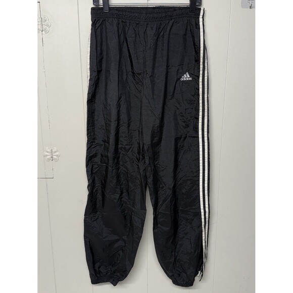 Vtg Adidas Nylon Track Pants Windbreaker 3 Stripes Ankle Zip Unlined Men M EUC - Picture 1 of 12